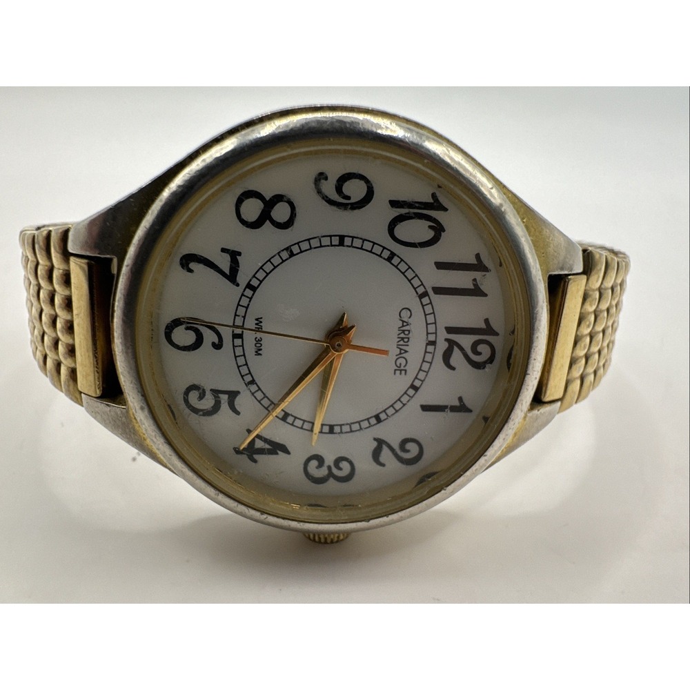 Vintage‎ Timex Carriage Watch, Gold-Tone, Stretch Band, Indiglo, WR 30M - Picture 2 of 5